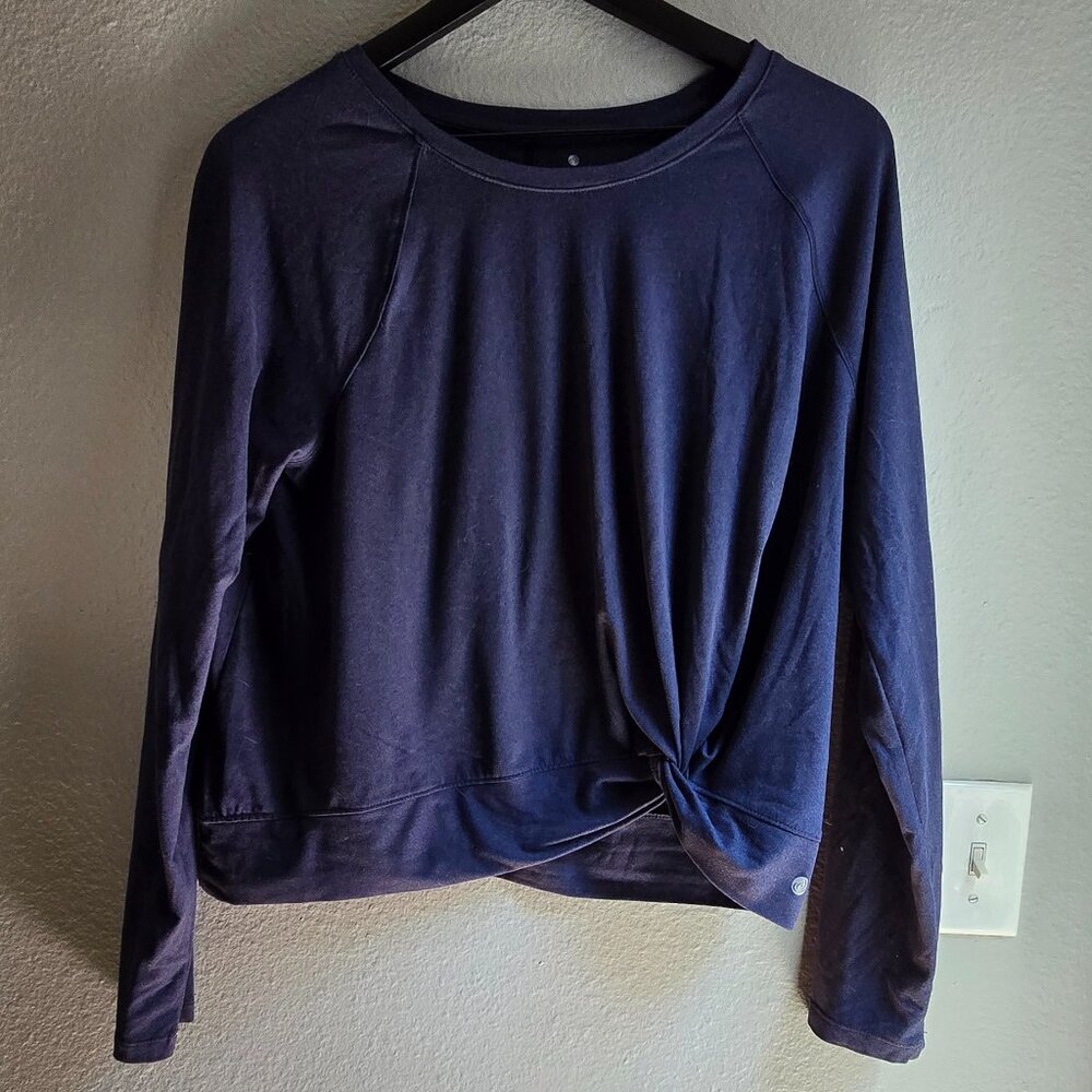 Twist Front Blue Long Sleeve Shirt - Apana - M